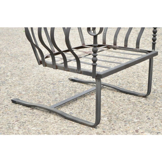 Early 21st Century Meadowcraft Athens Wrought Iron Patio Lounge Chair. Attributed For Sale In Philadelphia - Image 6 of 12