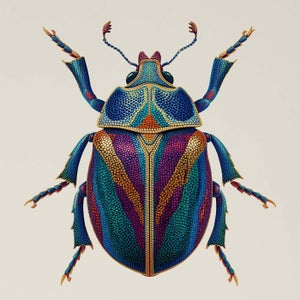 16' X 16' Contemporary Hollywood Glam Luxury Blue Beetle Original Printed /Jewelry