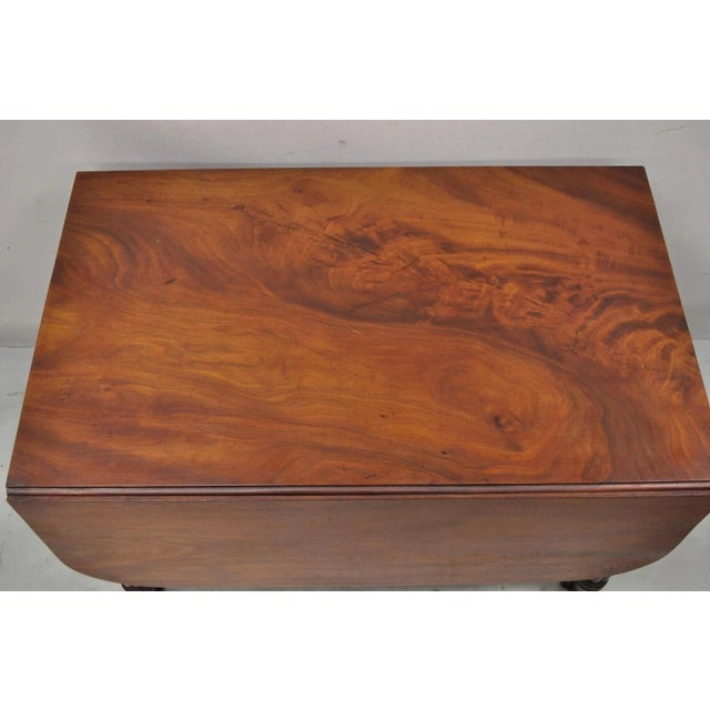 Antique Federal Sheraton Mahogany Drop Leaf Breakfast Dining Table W/ Drawer For Sale - Image 12 of 12