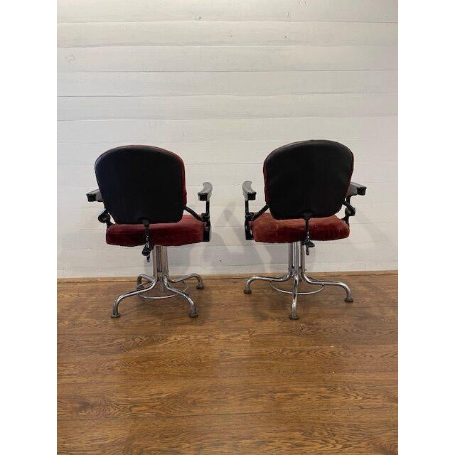Mid-Century Red Barber Chairs, Set of 2 For Sale - Image 4 of 11