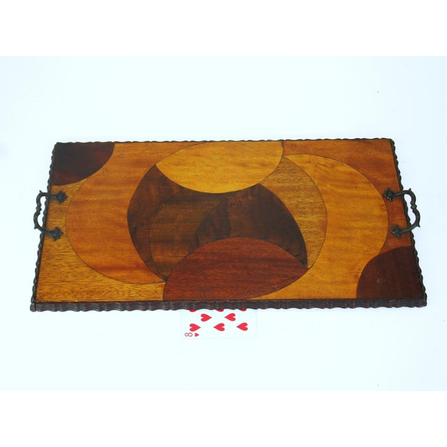 Mid 20th Century Rare Art Deco, Circle Marquetry Wooden Tray Mod Era, Mid Century Modern For Sale - Image 6 of 18
