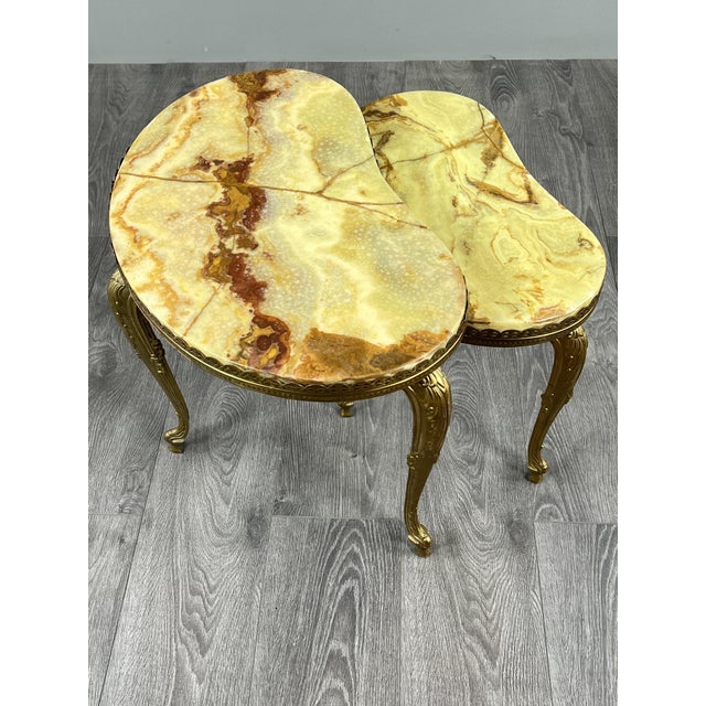 Metal Nesting Tables in Gilt Bronze and Onyx, 1900s, Set of 2 For Sale - Image 7 of 10
