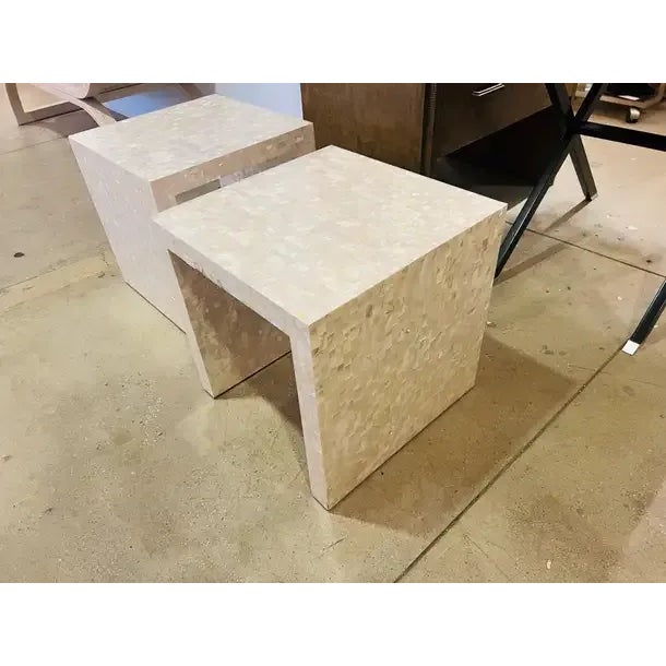 Mother of Pearl Oscar De La Renta Side Tables - A Pair For Sale - Image 10 of 12