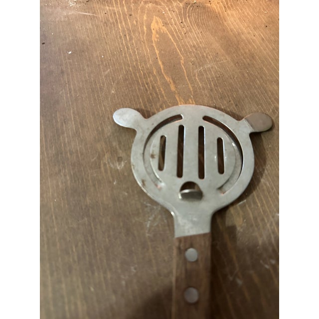 Silver Vintage Wooden and Silver Alcohol Strainer For Sale - Image 8 of 8