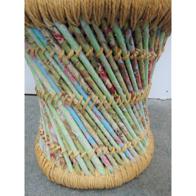 Mid 20th Century Mid-Century Woven Rope & Fabric Stool For Sale - Image 5 of 6