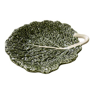 Vintage Majolica Cabbage Leaf Platter For Sale