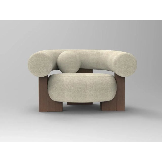 Not Yet Made - Made To Order Cassette Armchair in Spugna Beige Fabric and Smoked Oak by Alter Ego for Collector For Sale - Image 5 of 5