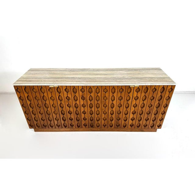 Not Yet Made - Made To Order Italian Sideboard in Wood and Travertine For Sale - Image 5 of 8