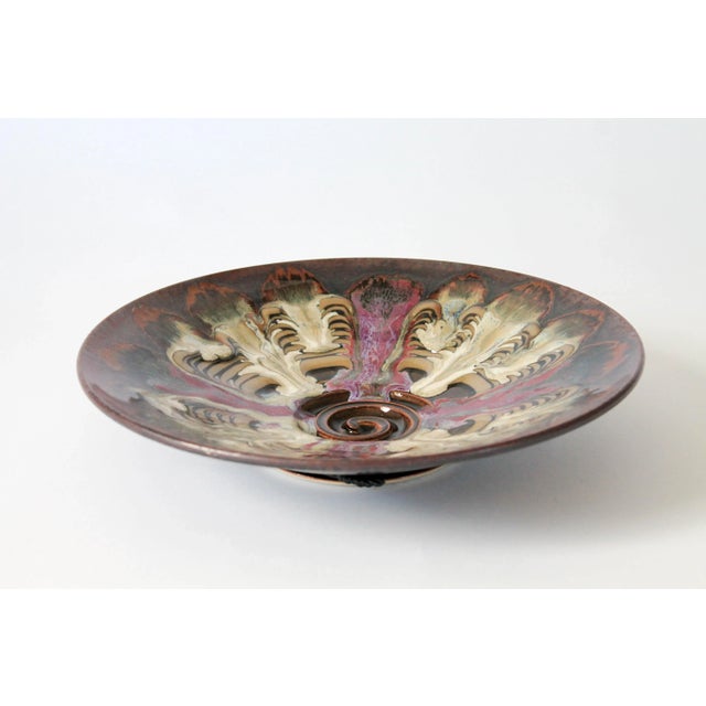 Mid-Century Modern Studio Pottery Hand Thrown Large Flaring Bowl For Sale - Image 3 of 7