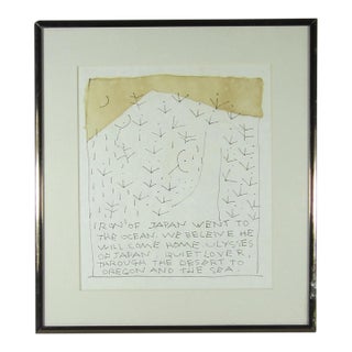 1970s Nicolas Africano Pen & Ink Poem / Ron of Japan For Sale