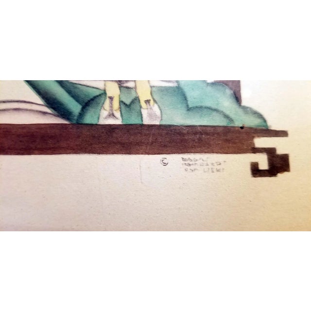 Early 20th Century Art Deco Mixed Media Paintings by Robert Reinhardt Von Liski - a Pair For Sale - Image 4 of 13