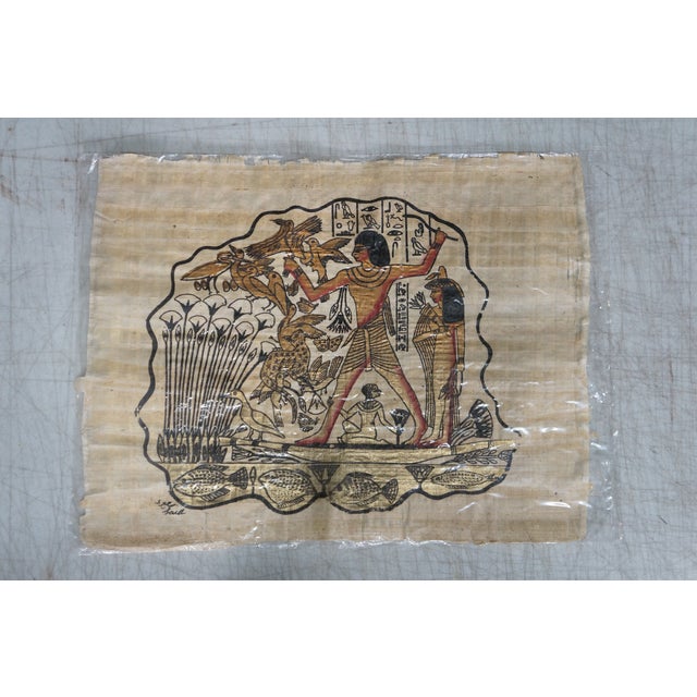 Late 20th Century Vintage Egyptian Revival Mythical Souvenir Papyrus Painting Art - Set of 18 For Sale - Image 6 of 18