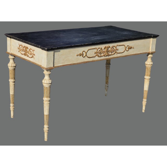 Louis XVI Empire Style Lacquered and Gilded Console Table, 1900 For Sale - Image 13 of 13
