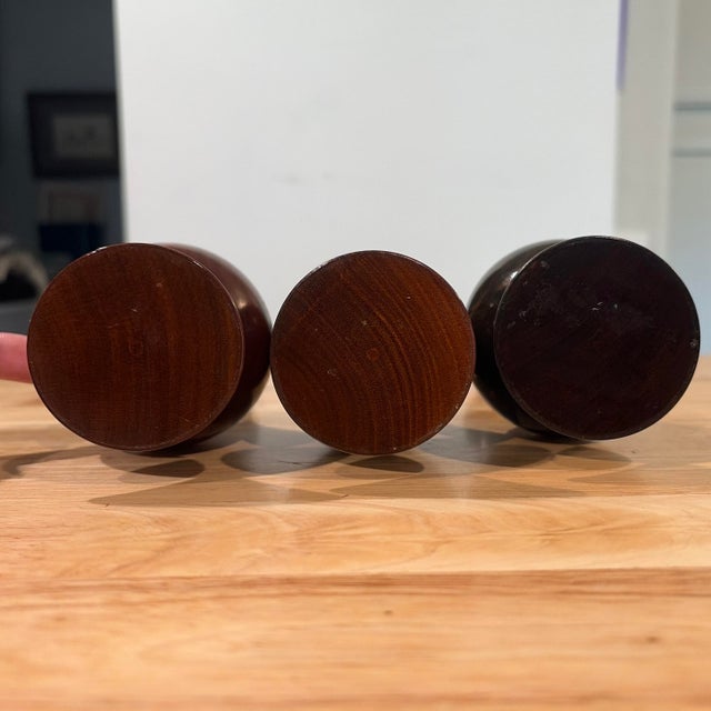Set of 3 Turned Wood MCM Vases For Sale - Image 4 of 9