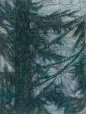 "Tree Web" Contemporary Abstract Forest Landscape Mixed-Media Painting