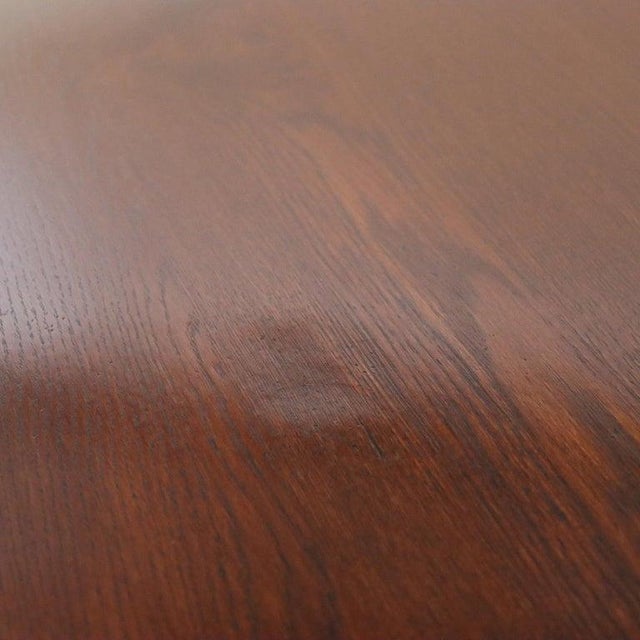 Vintage Classical Oak Long Table With Roman Column-Form Legs & Shelf C1940 For Sale - Image 9 of 18