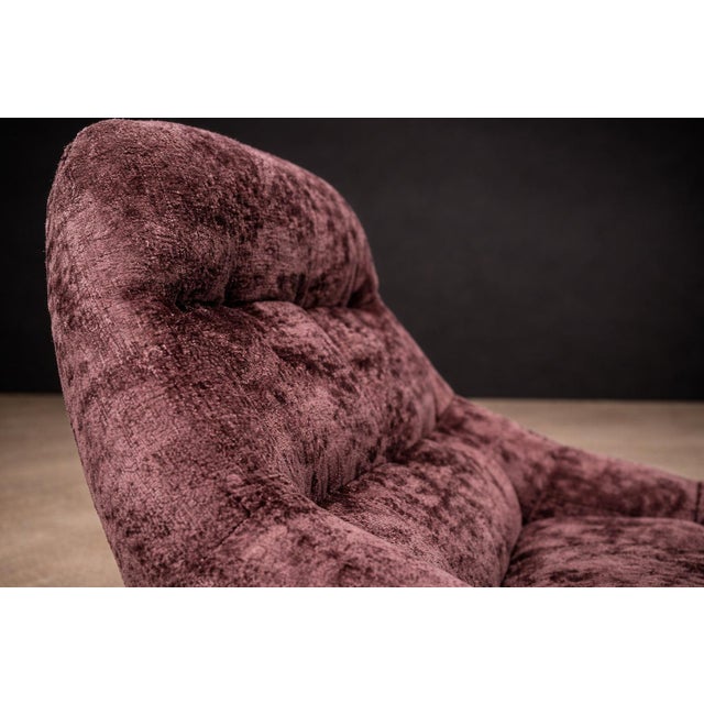 Burgundy Mp-163 “Earth” Lounge Chair With Ottoman in Tufted Velvet Upholstery, Percival Lafer, 1976 For Sale - Image 8 of 15