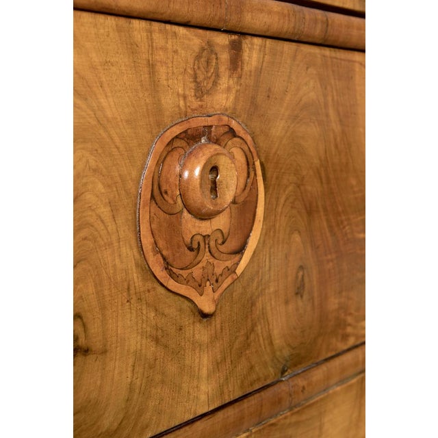 Louis XVI Style Lombard Chest of Drawers in Walnut Burl with Inlaid Floral Motifs, 18th Century For Sale - Image 6 of 15