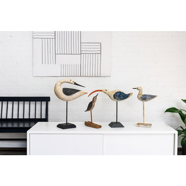 American American Folk Art Shorebird With Blue Wing and Painted Beak, Mid-20th Century For Sale - Image 3 of 5