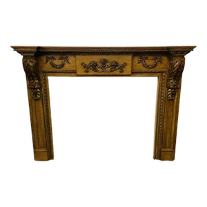 A Louis XVI Style Carved Mantle, Fireplace Surround, Solid Wood Carved, Oak