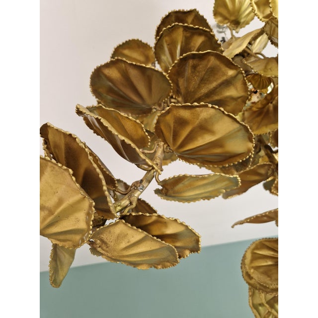 Large Brutalist Brass Chandelier with Floral Decoration, 1970s For Sale - Image 15 of 18