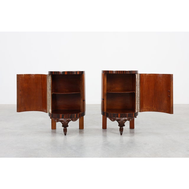 1920s Art Deco Walnut and Marble Nightstands, Italy, 1920s, Set of 2 For Sale - Image 5 of 18