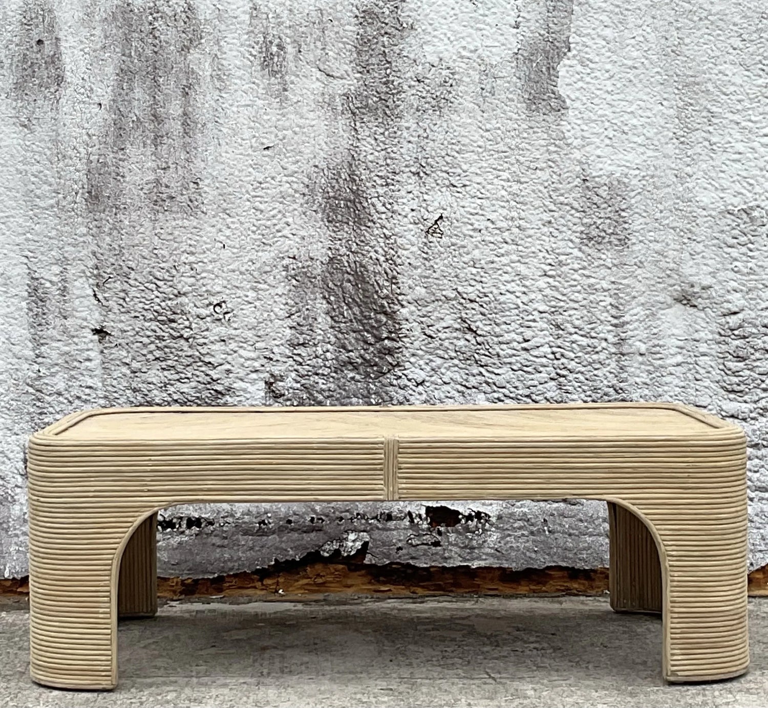 Vintage Coastal Pencil Reed Coffee Table - Close-up view