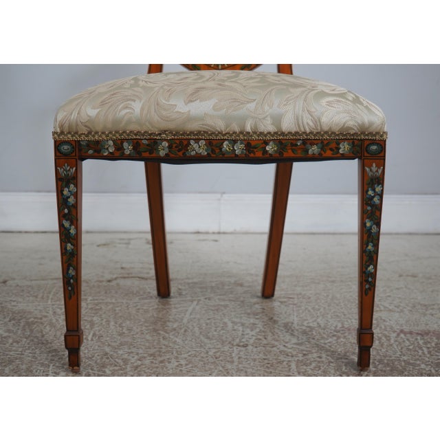Maitland Smith Adams Style Hand Painted Shield Back Chair For Sale - Image 9 of 18