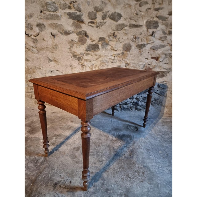 French Oak Writing Desk with Two Drawers, 1920s For Sale - Image 16 of 18