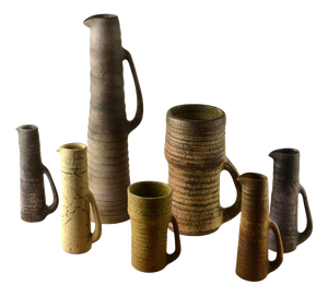 Mid-Century Ceramic Studio Vases in Muted Colors, Set of 7