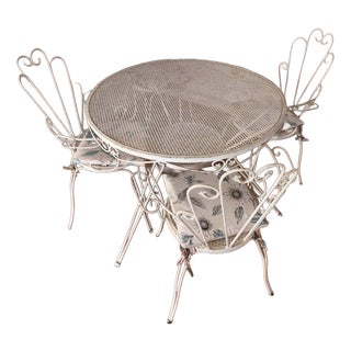 Wrought Iron Garden Table and Chairs, 1960, Set of 5 For Sale