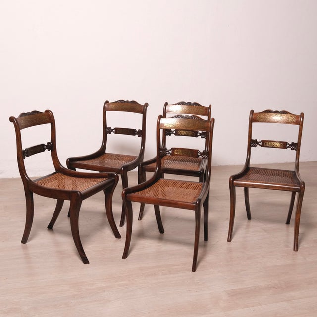 Antique English Regency Style Chairs, 1890s, Set of 5 For Sale - Image 10 of 18
