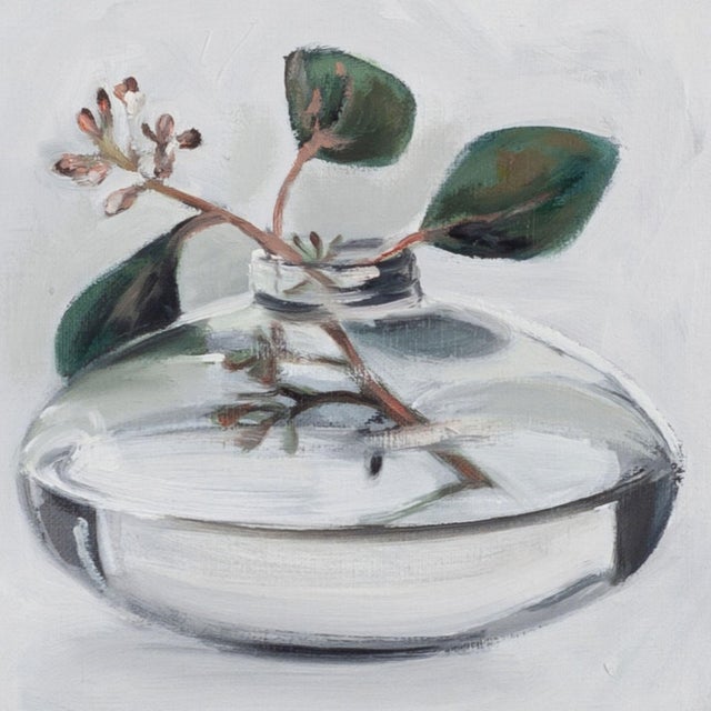 Justyna Kuklo, Transparent Vase with a Twig, 2020, Oil on Canvas For Sale - Image 4 of 5