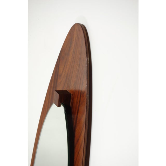 Mid-Century Modern Italian Design Teak Wood Wall Mirror, 1950 For Sale - Image 5 of 9