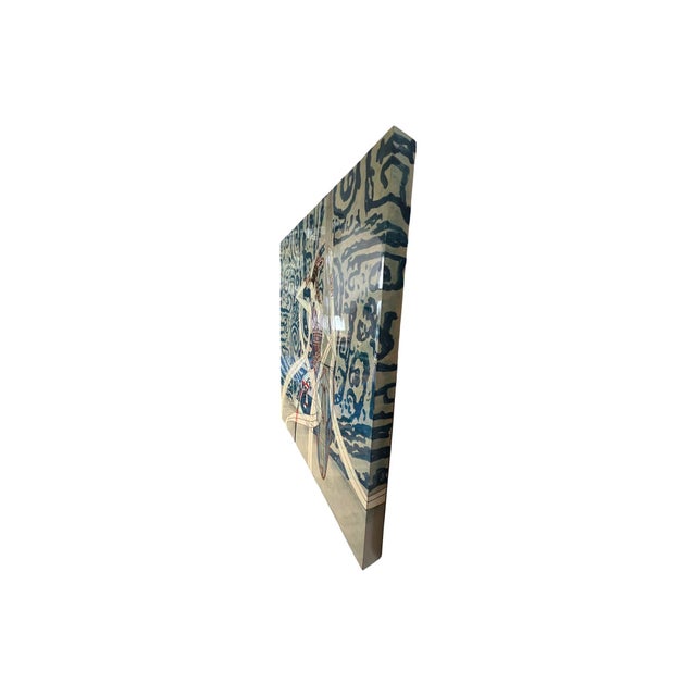 1980s Vintage 1980s Postmodern Ting Shao Kuang Style Chinese Modern Large Wall Art Painting 36 X 36 For Sale - Image 5 of 12