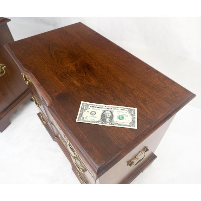 Pair of Solid Cherry 3 Drawers Block Front Nightstands End Tables Stands MIINT For Sale - Image 10 of 18