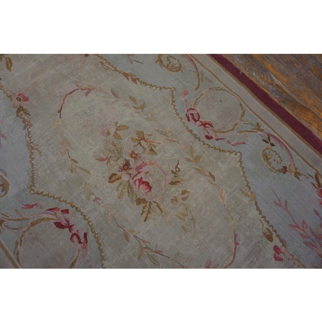 1880s Ivory Floral Medallion Antique French Aubusson Rug 3' X 6'6" Flatweave Wool Carpet For Sale - Image 4 of 15