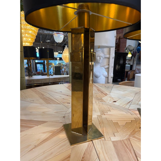 1970s 1970s Italian Modernist Brass Table Lamps - a Pair For Sale - Image 5 of 11