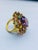 Purple Bochic "Orient" Natural Multi Tourmaline & Amethyst Ring Set 18K Gold & Silver For Sale - Image 8 of 18