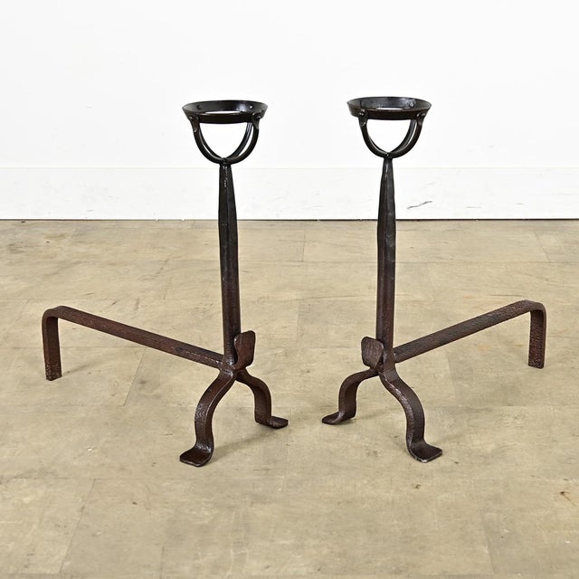 Brown French 18th Century Forged Iron Andirons For Sale - Image 8 of 8
