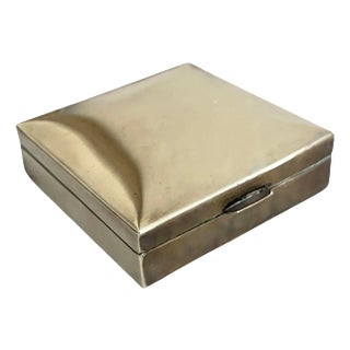 Square Polished Brass Box with Wood Lining For Sale