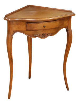 Early 20th Century French Louis XV Walnut Corner Side Table With Drawer