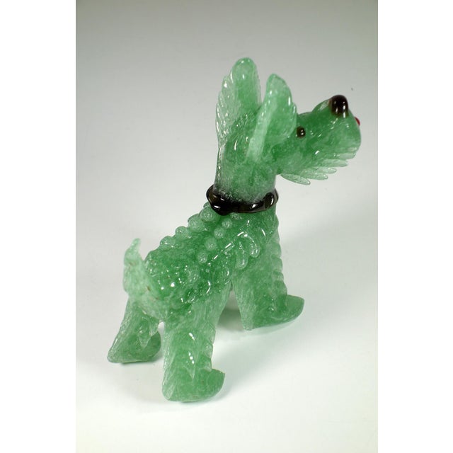 Art Deco Italian Pulegoso Green Murano Glass Terrier Dog Animal, 1930s For Sale - Image 7 of 10