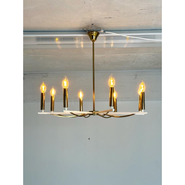 Vintage Brass Chandelier, 1960s For Sale - Image 4 of 9
