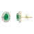 14k Gold Oval 1.68ct Halo Diamond Emerald Birthstone Earrings- A Pair For Sale