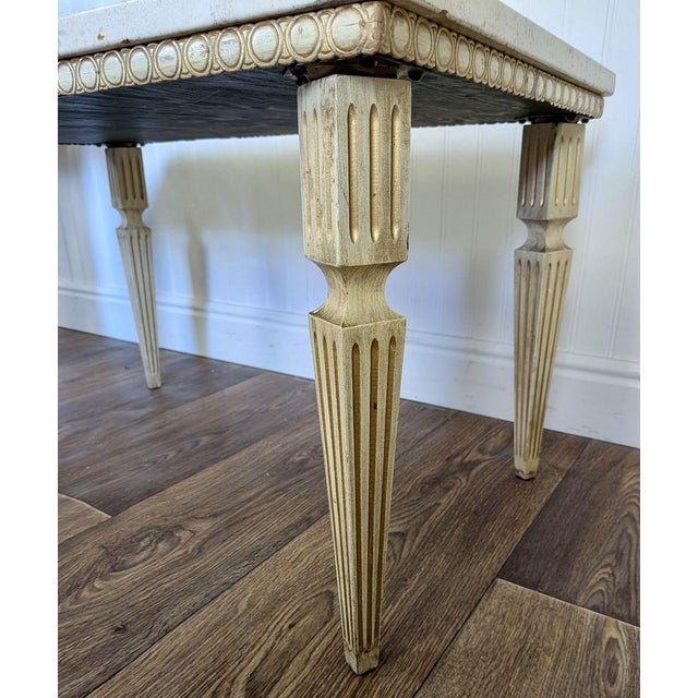 Wood Late 20th Century Hollywood Regency Vintage Travertine Side Table For Sale - Image 7 of 11