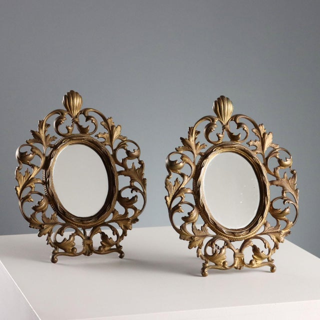 Gilded Bronze Table Mirrors, Set of 2 For Sale - Image 10 of 10