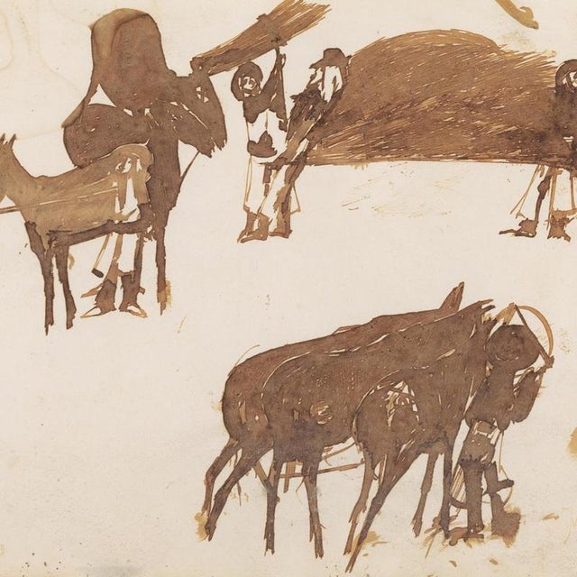Espiga Pinto, Animalistic Composition, 1960s, Watercolor For Sale - Image 6 of 6