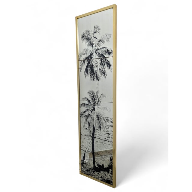 Vertical Mirror with Brass Frame, 1970s For Sale - Image 6 of 6