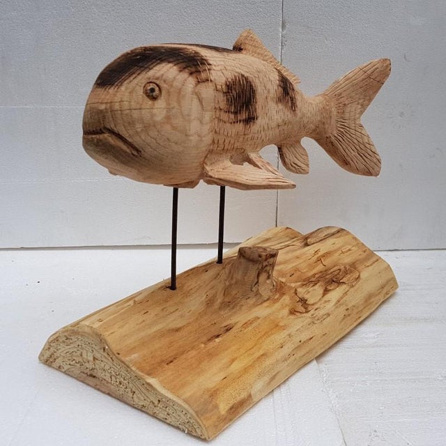Wooden Sculpture of Koi Carp, in Flawless conditions. Designed from 2000